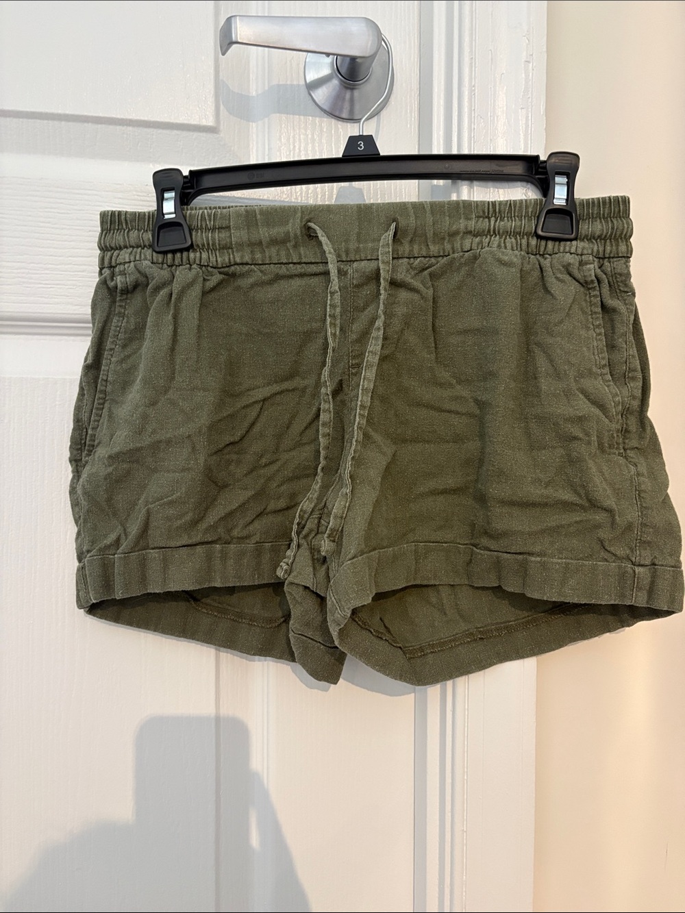 Old Navy Olive Drawstring Linen Shorts